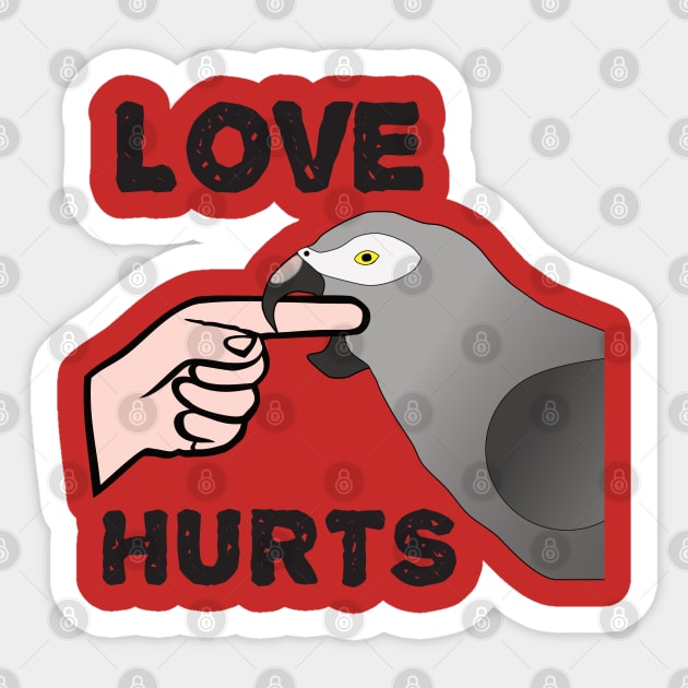 Love Hurts - Timneh African Grey Parrot Sticker by Einstein Parrot